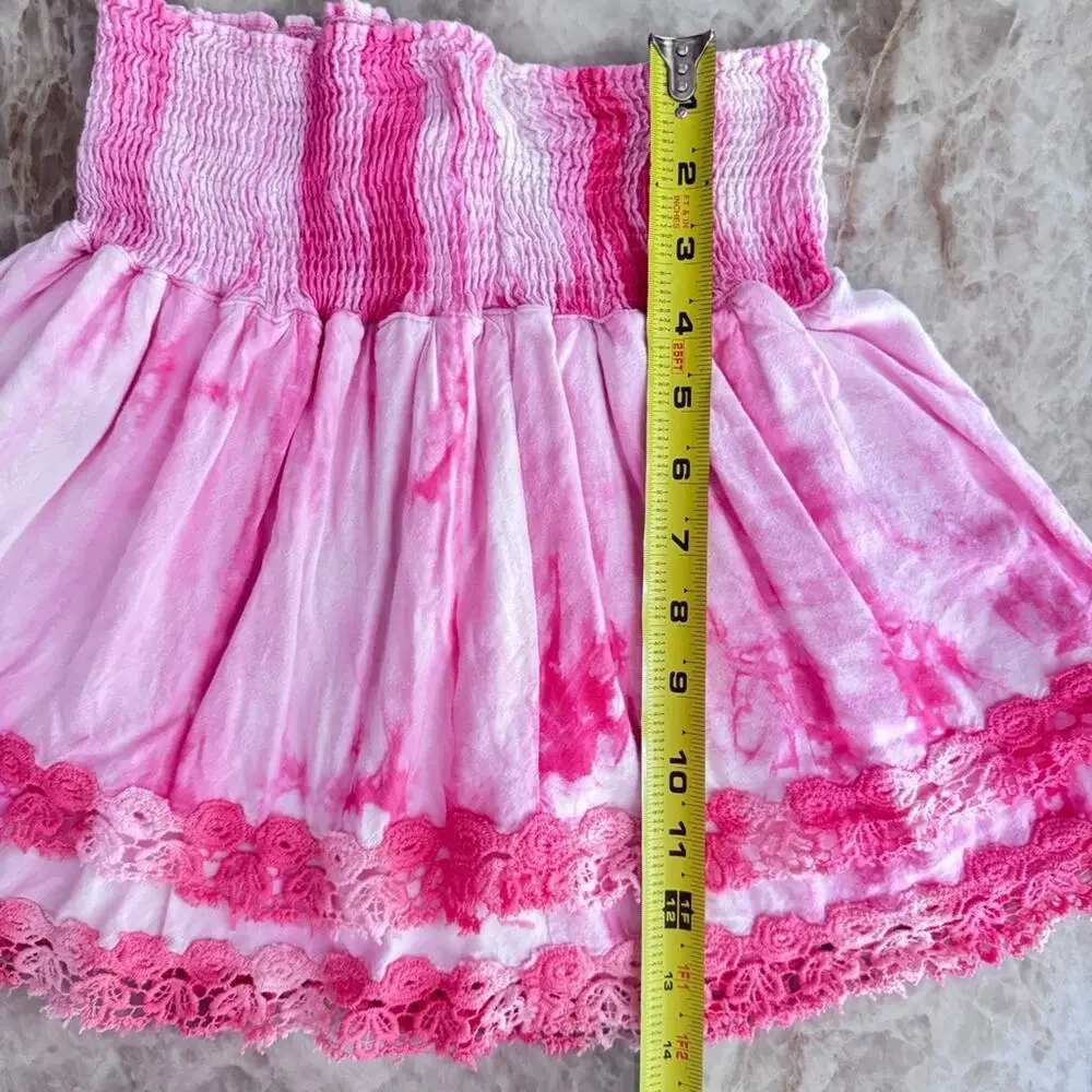 Little Peixoto Tie-Dye Smocked Ruffle Tiered Skirt Set with Lace Trim size 14